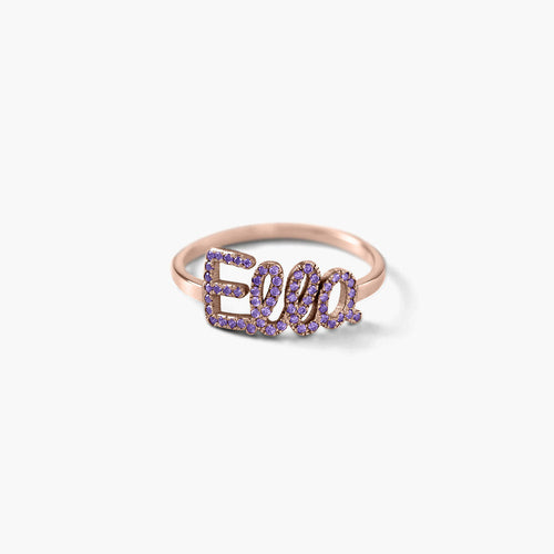 925 Sterling Silver Swarovski Name Ring – Personalized stone Jewelry