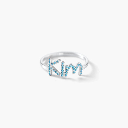 925 Sterling Silver Swarovski Name Ring – Personalized stone Jewelry