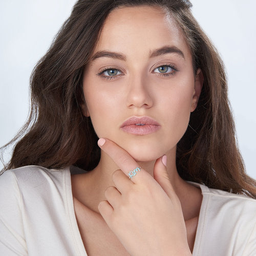 925 Sterling Silver Swarovski Name Ring – Personalized stone Jewelry